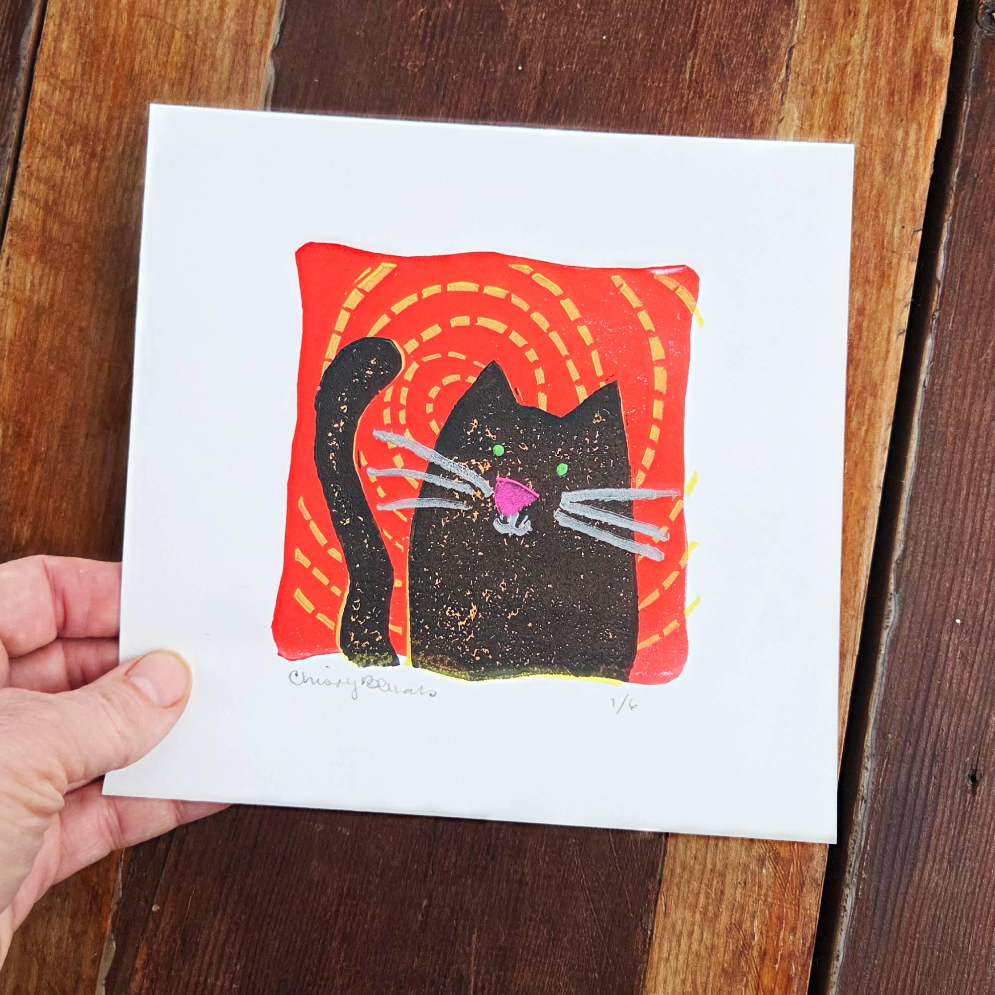 Black cat block print - Image 3