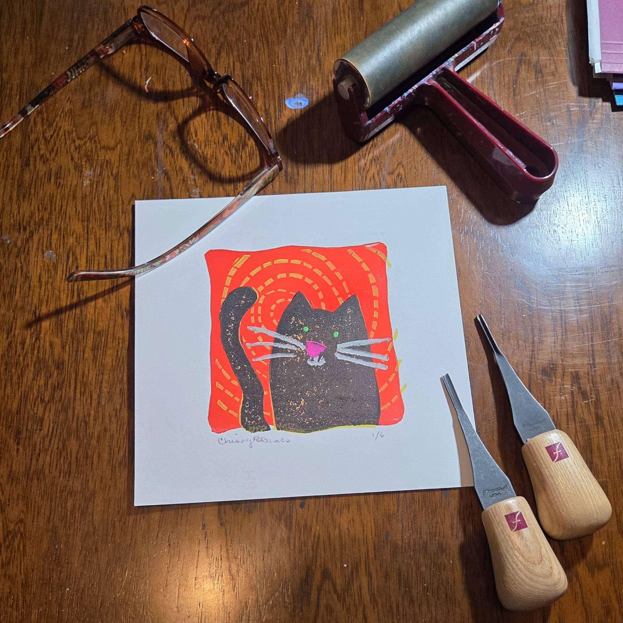 Black cat block print - Image 2