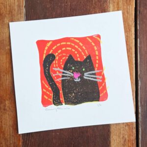Black cat block print