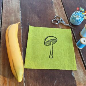 Block Printed Mushroom Patch
