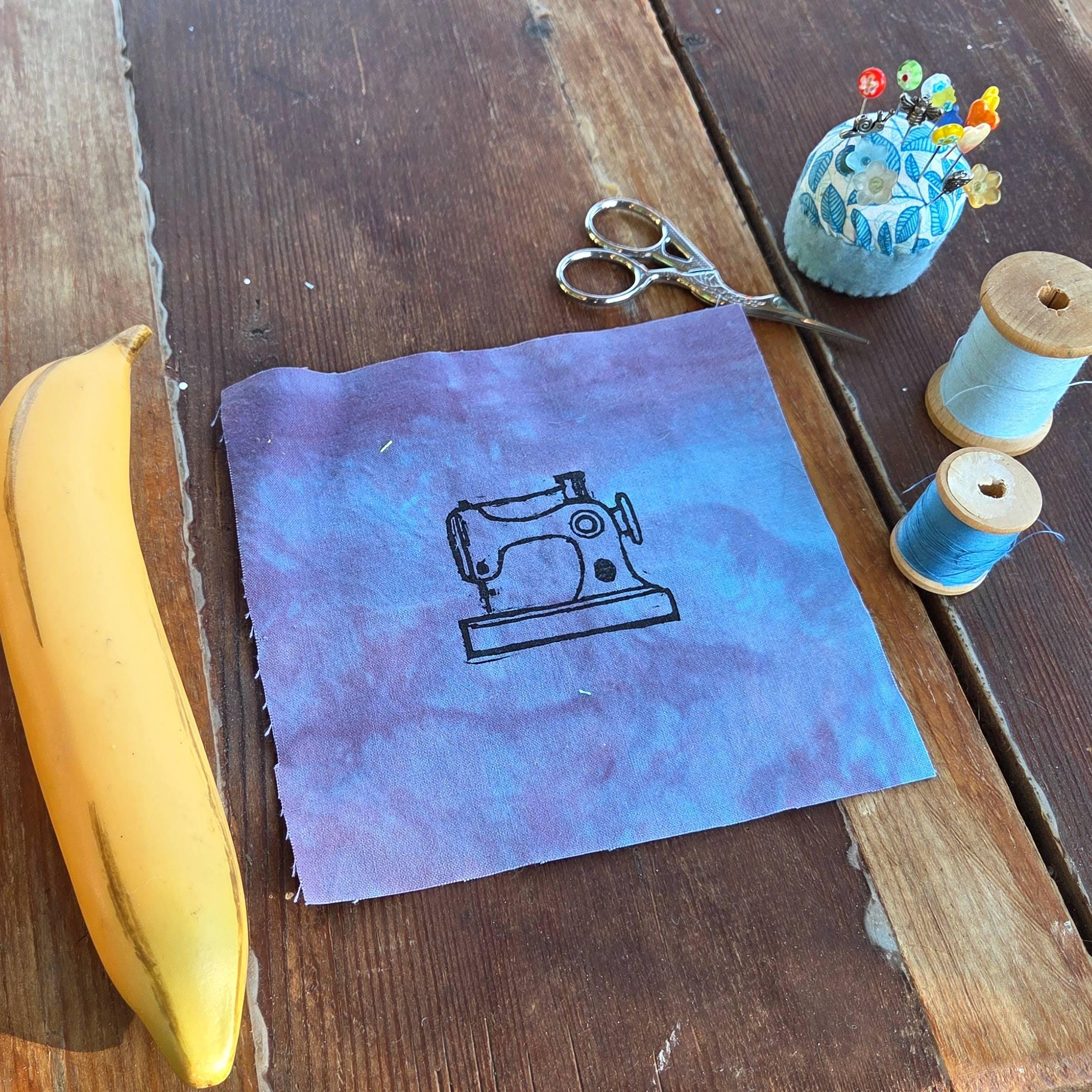 Block Printed Vintage Sewing Machine Patch - Image 2