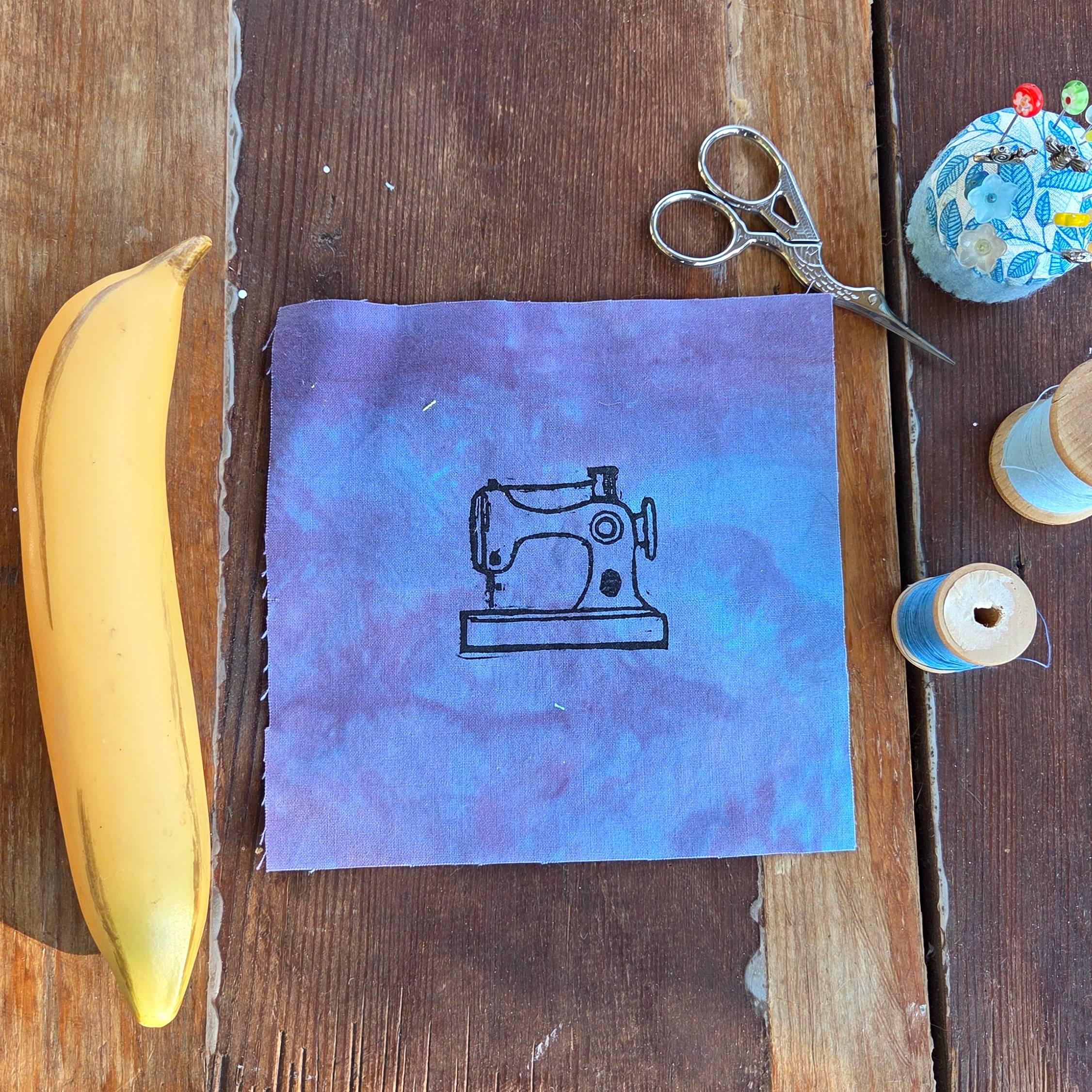 Block Printed Vintage Sewing Machine Patch