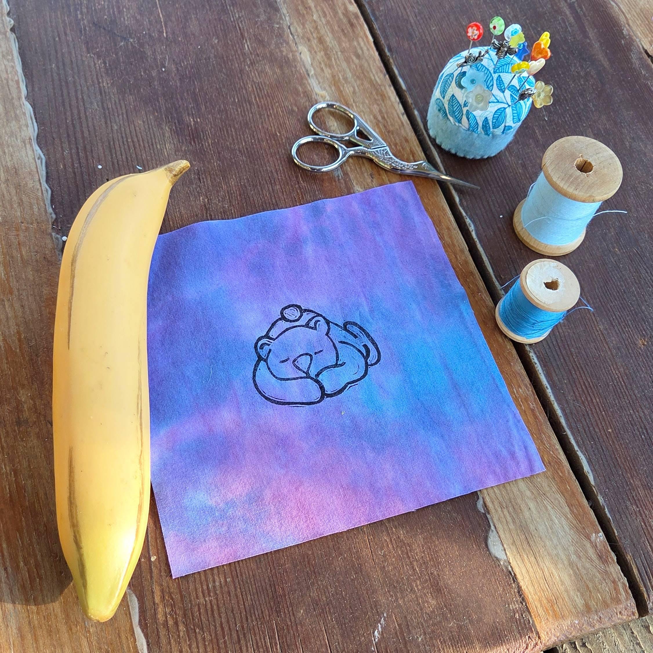 Block Printed Teddy Bear Patch