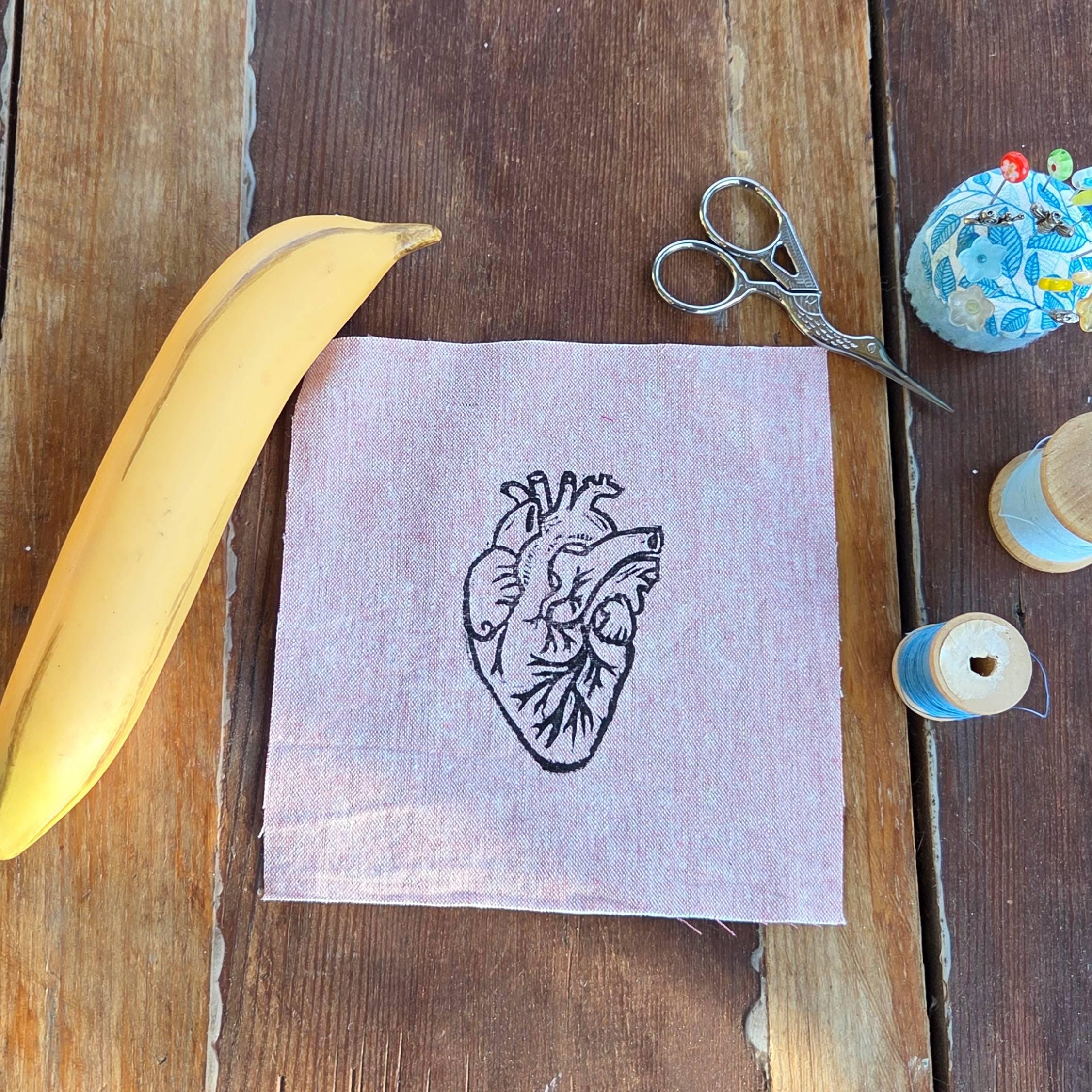 Block Printed Anatomical Heart Patch - Image 2