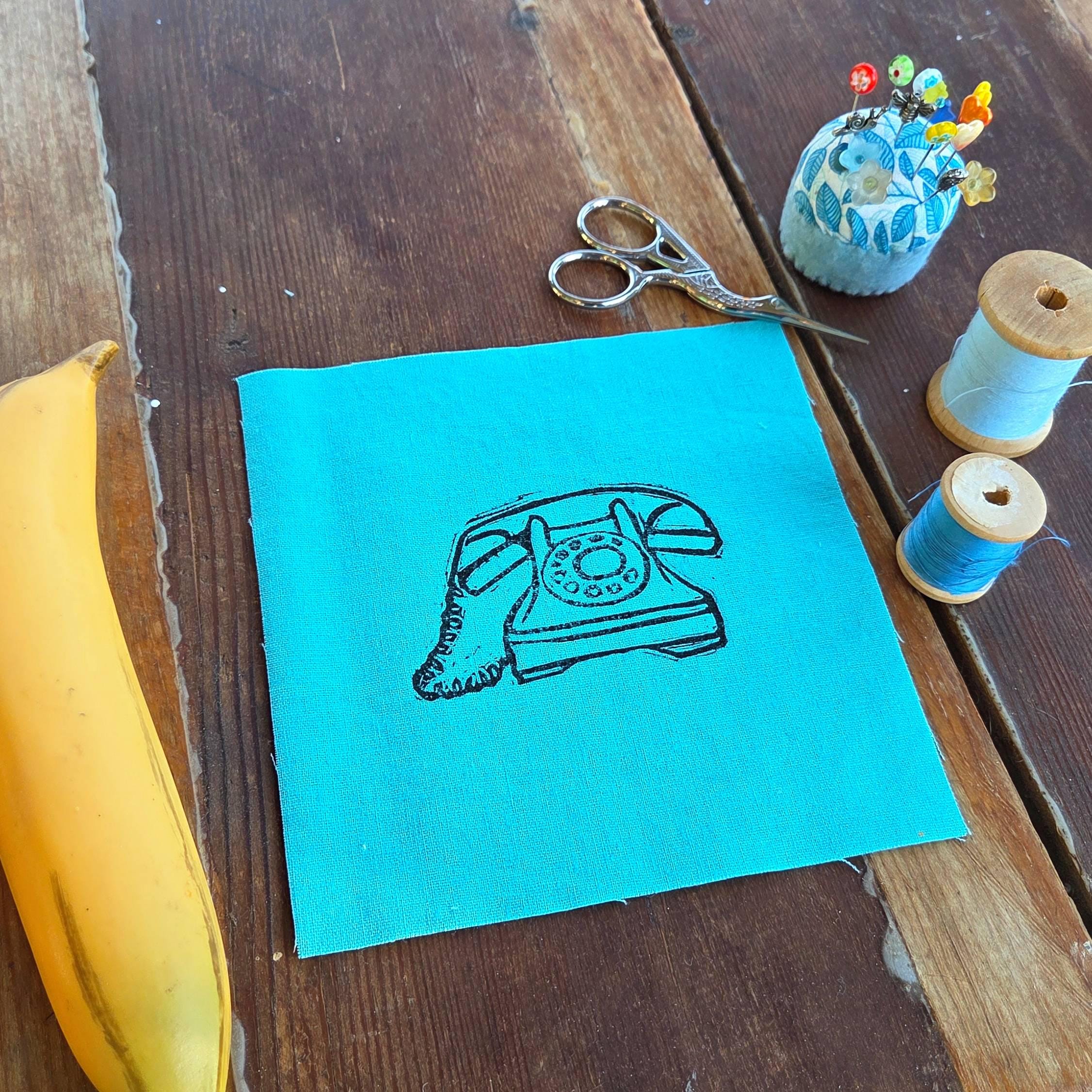 Block Printed Vintage Telephone Patch - Image 2