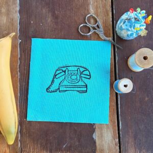 Block Printed Vintage Telephone Patch