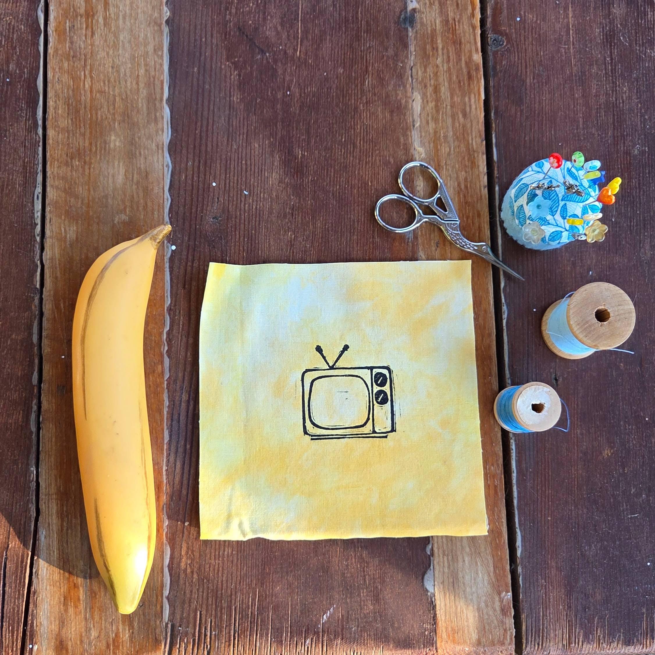 Block Printed Vintage Television Patch - Image 2