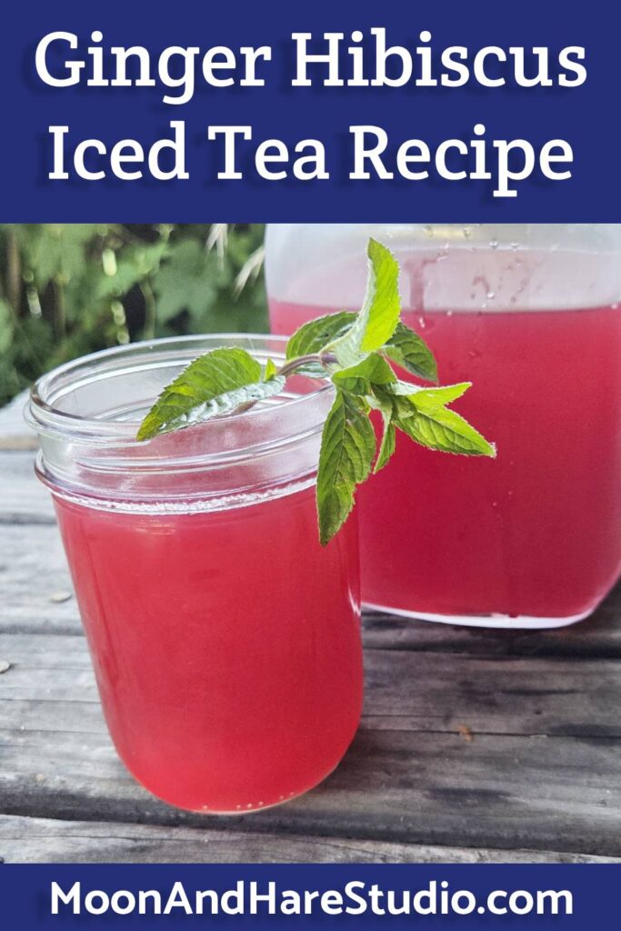 Refreshing ginger hibiscus iced tea recipe from Moon & Hare Studio