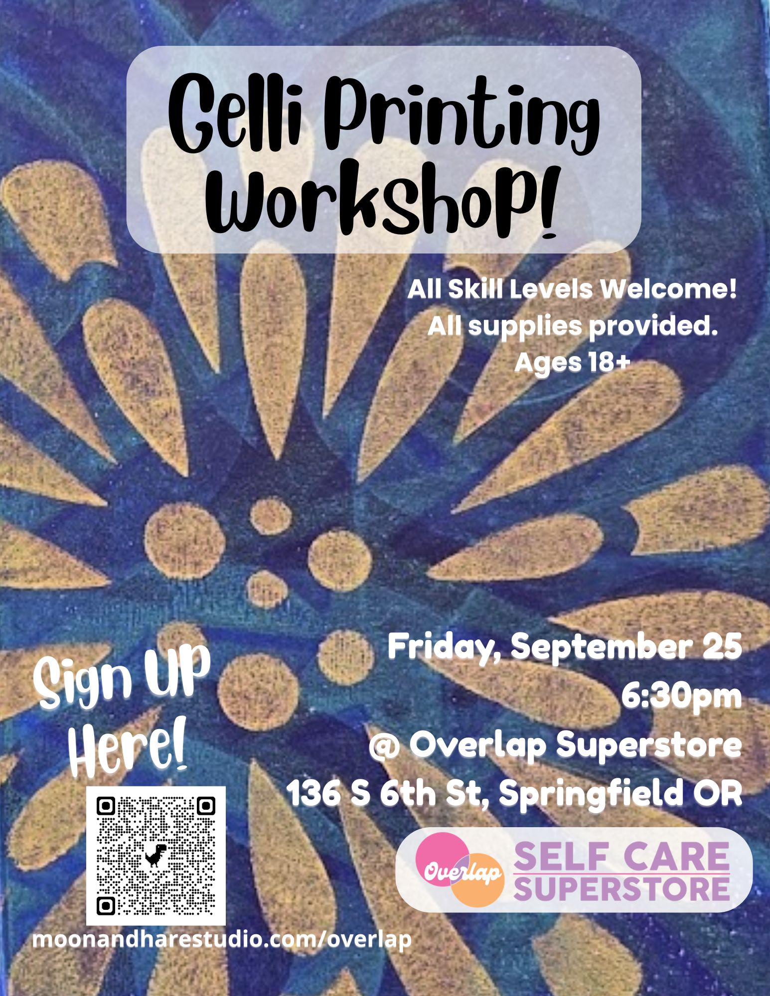 Beginning Gelli Printing at Overlap Self-Care Superstore - Friday September 25 2026, 6:30pm